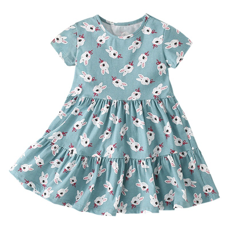 Malwee vestido de las niñas verano nuevo europeo y americano de los niños casual de manga corta cuello redondo camisa vestido de la princesa de los niños