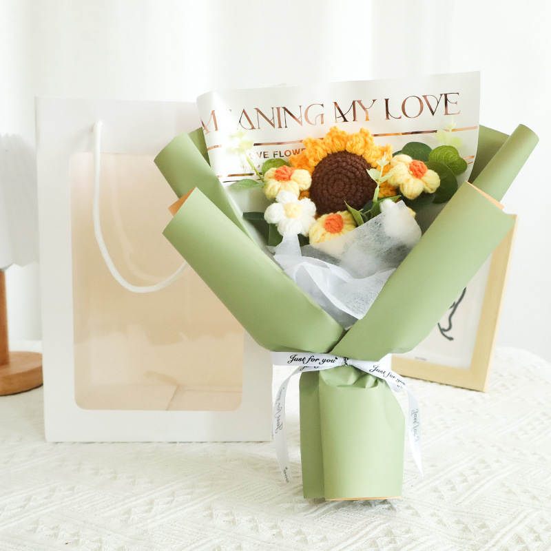 Green Korean Wool Sunflower Color + Window Tote Bag