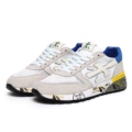 White, blue and yellow mesh (half a size too small, one size larger for wider feet)