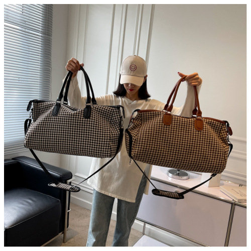 Foreign trade trend large capacity portable luggage bag lightweight storage bag fashionable women's bag plaid color matching sports travel bag