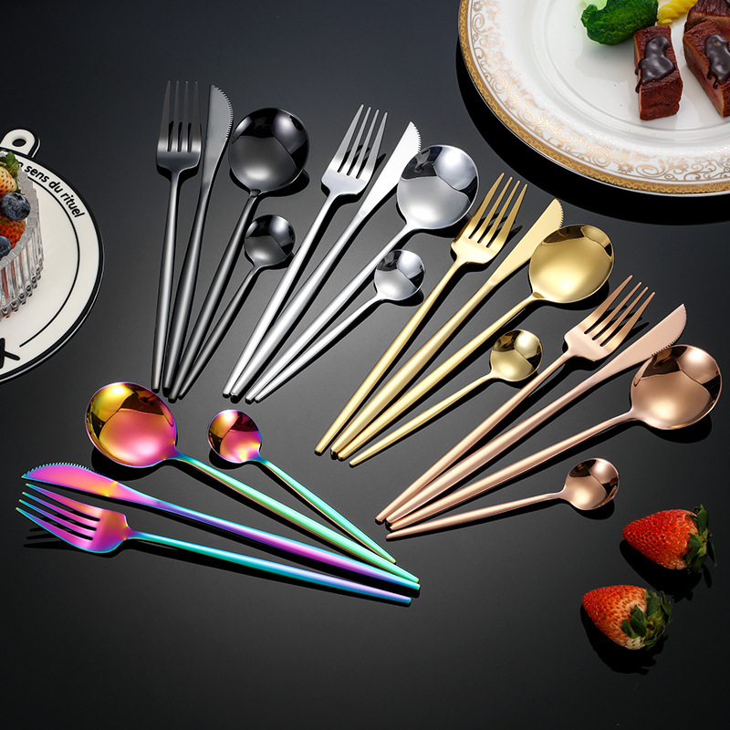 Cross-border Amazon stainless steel Portuguese four-piece tableware set knife fork spoon hotel tableware steak knife fork set