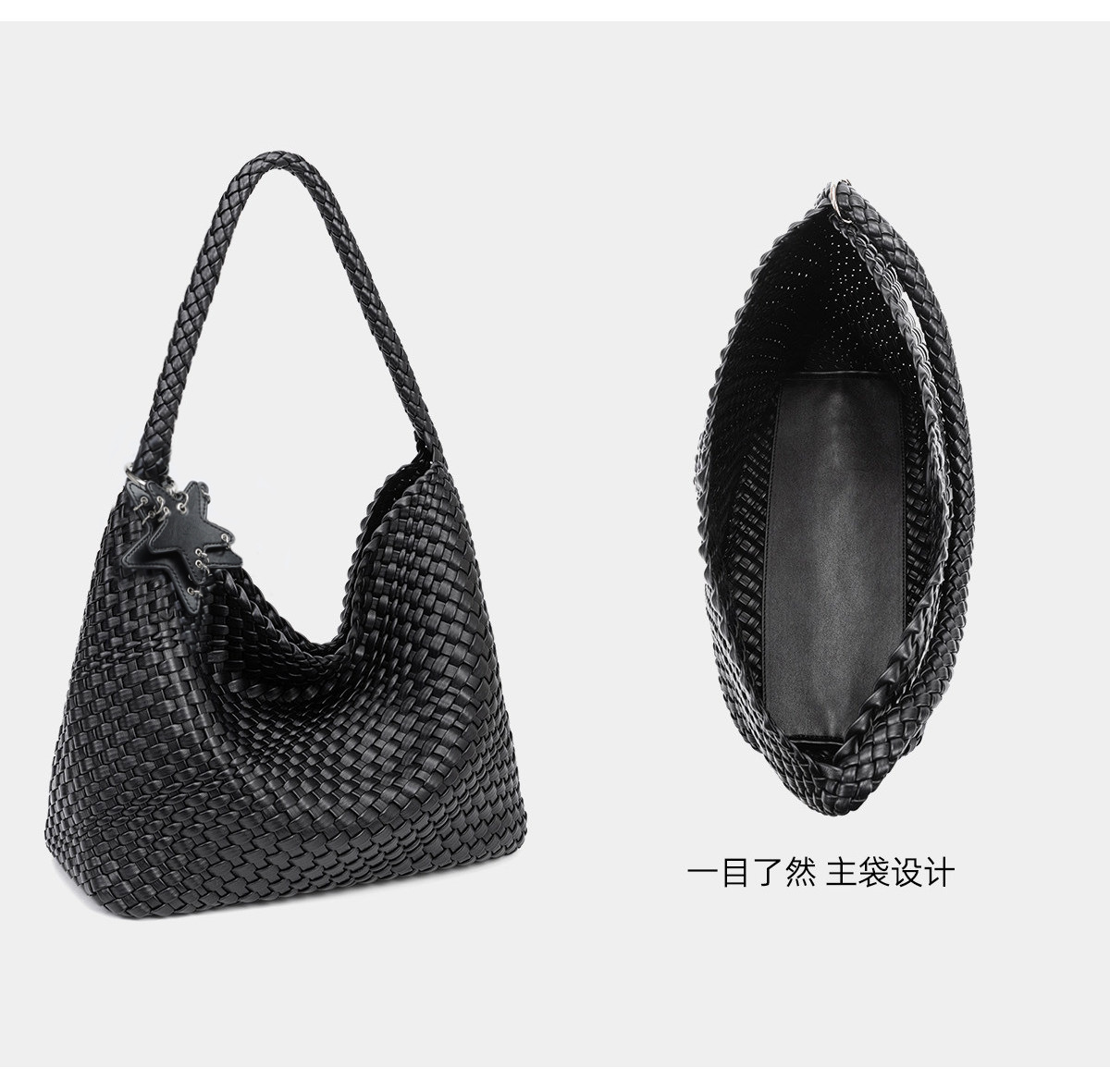 Túi tote vải dệt nữ cỡ lớn đi làm kiểu mới — đen chi tiết 16