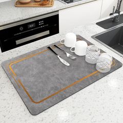 Kitchen draining mat soft diatomaceous earth tabletop heat insulation pad tea table absorbent cup mat Chinese washable anti-slip wear-resistant placemat