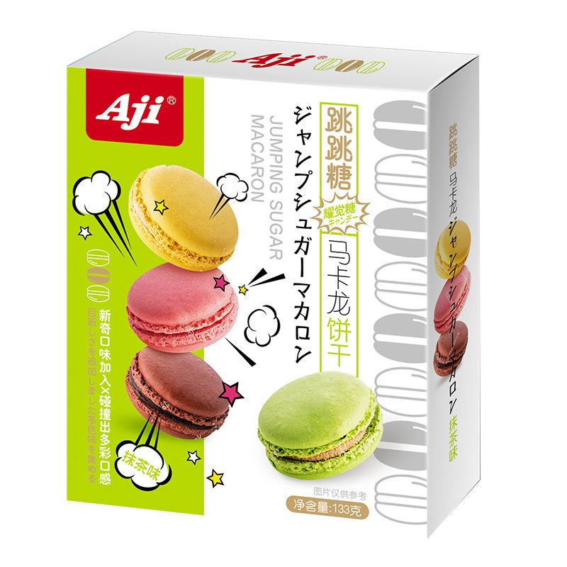 AJI jump jump sugar Macaron sandwich biscuits 133g multi -flavored office net red casual snack food wholesale