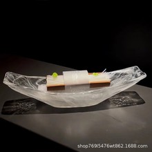 商用船形玻璃盘子创意特色意境火锅粉丝鸭血专用餐具水晶刺身冰盘