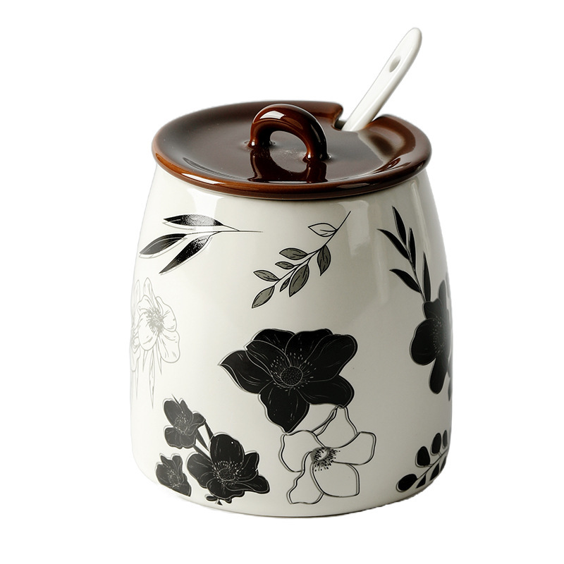 Condimento de cerámica francesa, condimento doméstico, sal de MSG, estante de almacenamiento, caja de condimento de cocina retro