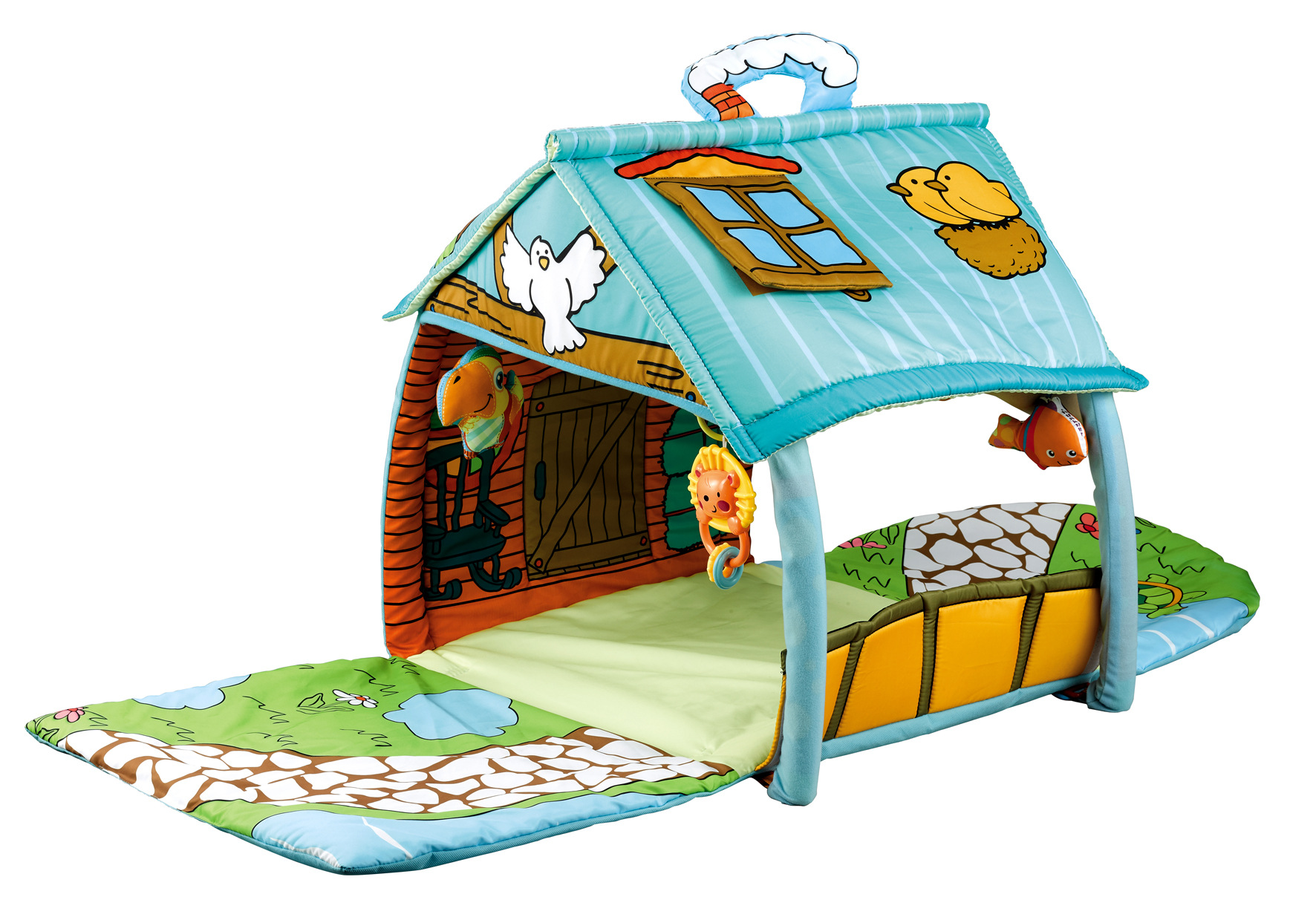 Gimnasio de Actividades y Tapete de Gateo de 0 a 3 Años, Plástico, Plegable, Lavable a Máquina, para Bebés