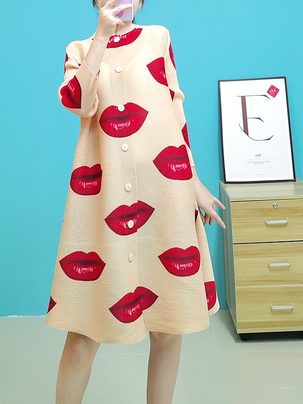 プリーツF015【在庫あり】三宅風トレンチコート レッドリップス ワンタッチラブコート 2025春 シングルブレストカーディガン