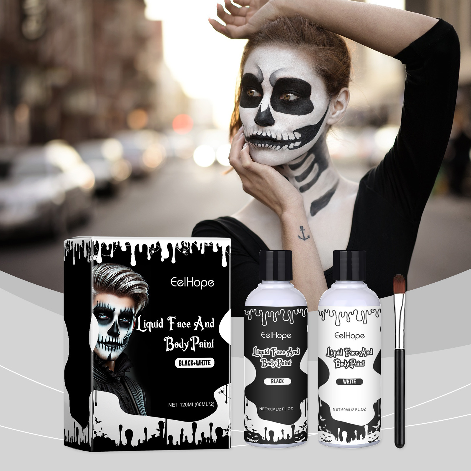 Eelhope Halloween Party Quick-Dry Painting Liquid Colorful Painting Foundation Makeup Clown Colorful Painting Liquid