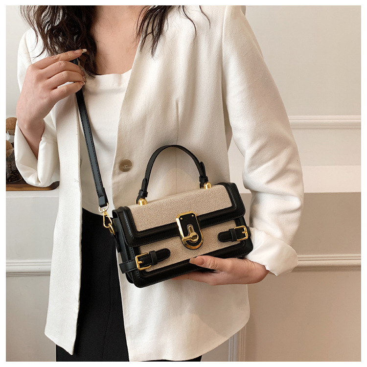 Bolso bandolera de alta gama con diseño de nicho, multicolor, de moda, con bloques de color, pequeño y cuadrado, con múltiples bolsillos para mujer.