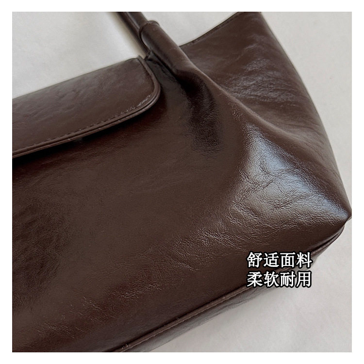 Túi tote đeo vai nữ tối giản, thiết kế nhỏ gọn, dung lượng lớn — màu cà phê, màu kaki, màu nâu, màu đỏ chi tiết 4