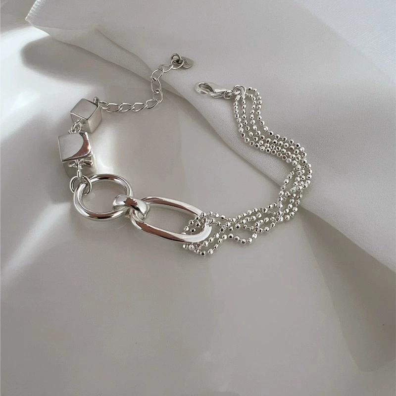 Silver 925 Pearl Bracelet, Minimal Beaded Design, Adjustable 12 cm