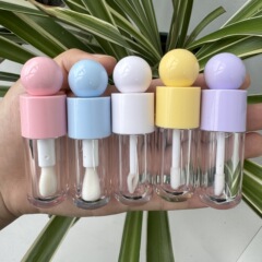 现货5ml多巴胺粉色圆头可爱唇彩唇釉管带大刷头lip gloss tube