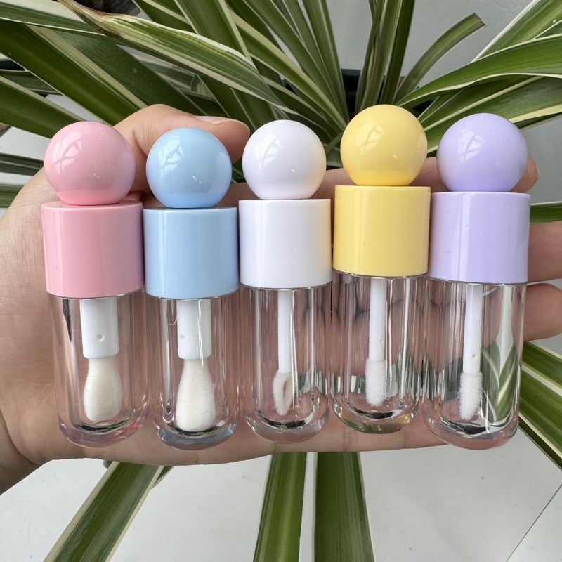 现货5ml多巴胺粉色圆头可爱唇彩唇釉管带大刷头lip gloss tube|undefined