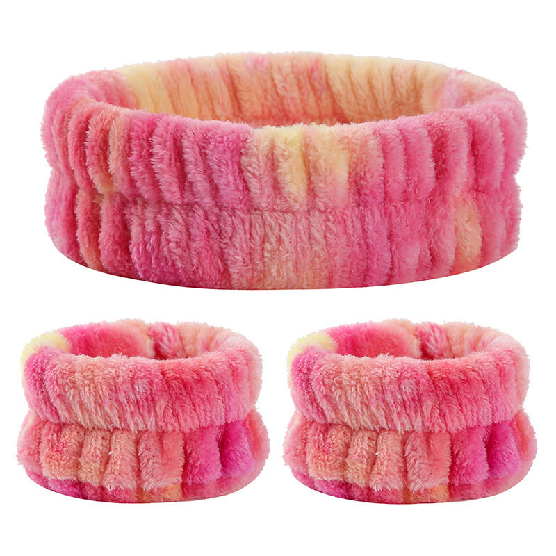 Amazon europeo y americano transfronterizo correa de muñeca teñida banda de pelo traje de mujer absorbente lavado de cara gradiente de color pulsera impermeable