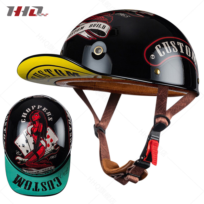 Al por mayor casco de motocicleta medio casco verano hombres y mujeres retro Harley motocicleta eléctrica gorra de béisbol primicia casco fabricante