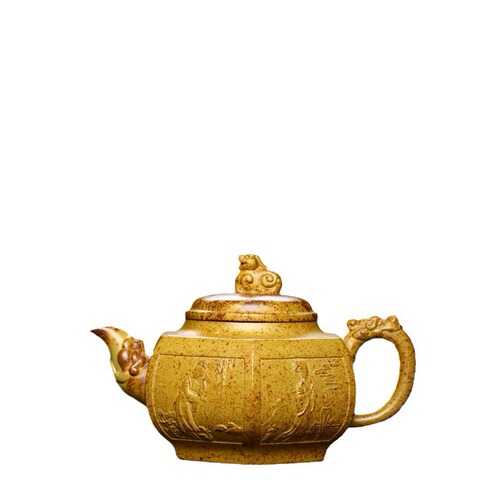 Hexagonal pot manufacturer wholesale high temperature section mud handmade pot Yixing original mineral purple sand pot tea set household large teapot gift