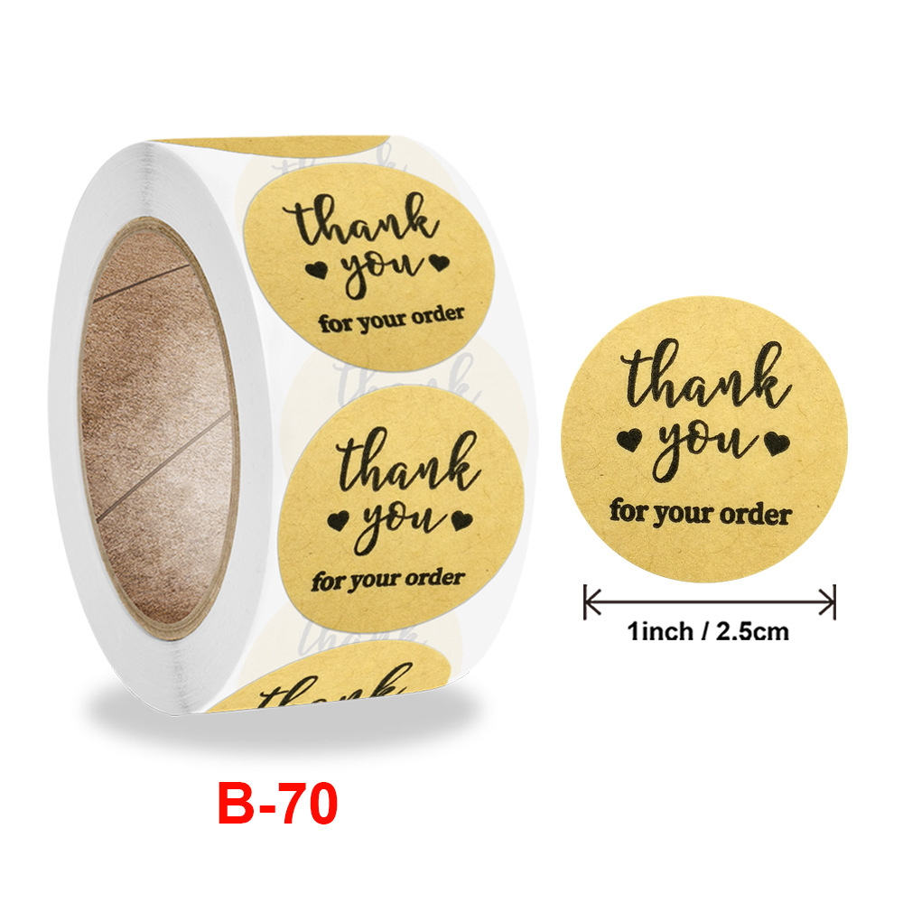 Pegatinas de papel Kraft en rollo - Comercio exterior en stock, venta caliente, pegatinas con texto "Gracias", etiquetas autoadhesivas, diseño de corazón rojo, decoración para sobres