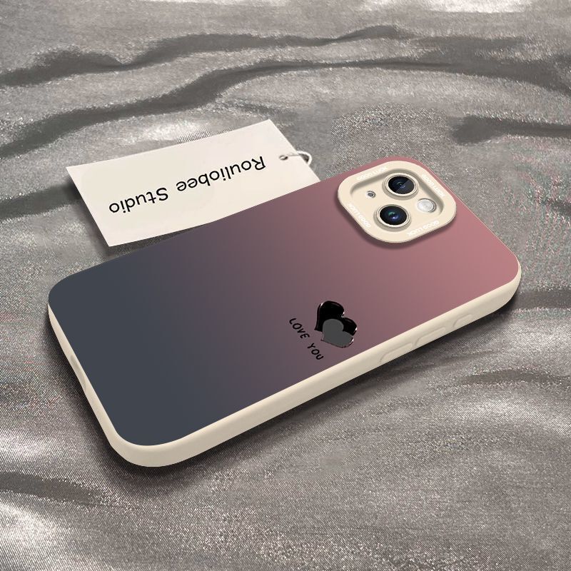渐变爱心苹果16promax新款手机壳iPhone15Plus/13mini14/12保护套|undefined