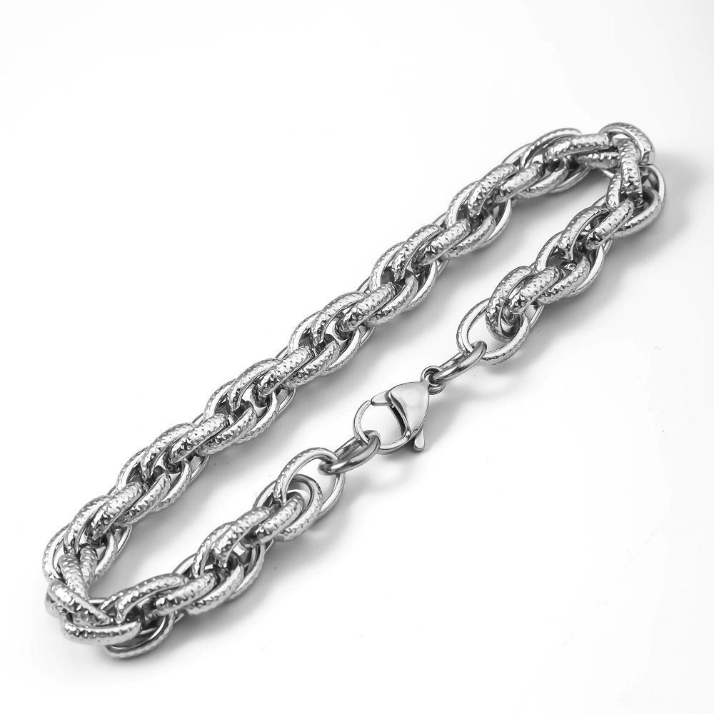 Pulseira cubana masculina em aço inoxidável à prova d'água_voghion.com