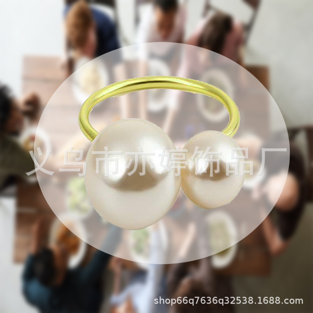 Fábrica al por mayor perla servilleta anillo 16mm + 22mm perla servilleta hebilla de fábrica directo-frontera anillo servilleta