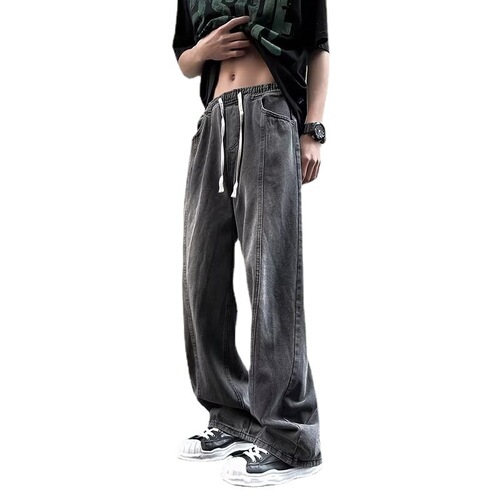 Vintage Men's Summer Thin Straight Leg Loose Trendy Workwear Wide Leg Men's Casual Long Pants Dropshipping