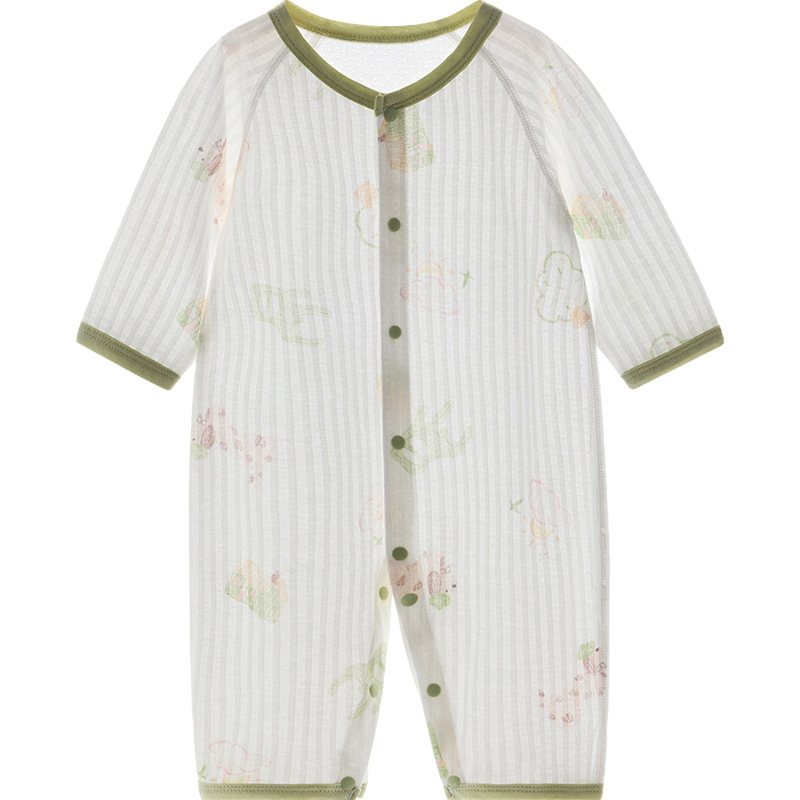 Unisomas de verano de aire acondicionado para hombres y mujeres de mangas largas para bebés con ropa de verano para niños pequeños delgada y transpirable ropa recién nacida image 5