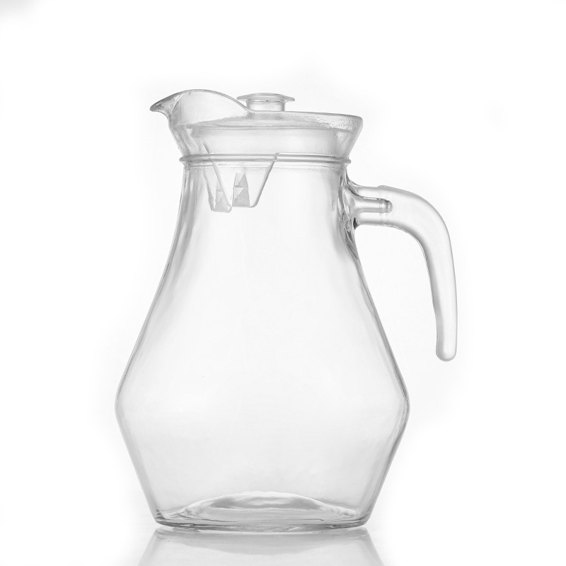 Los fabricantes venden directamente jarras de agua fría de vidrio de calcio sódico de gran capacidad jarras de agua fría transparentes al por mayor de jugos domésticos.
