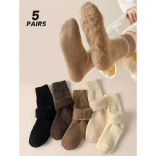 W 13715 Fleece-lined mid-calf socks ���ޱ�ů��Ͳ��羳��