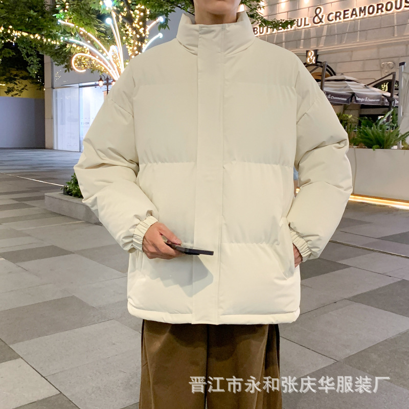 2025 ropa de pan de color sólido otoño y invierno pareja de cuello de algodón hombre y mujer más algodón grueso chaqueta de algodón fábrica al por mayor