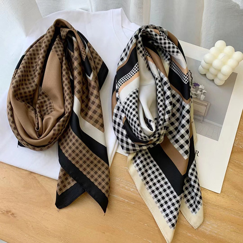  Spring Plain Silk Scarf French Retro Women Simple Versatile Stylish Fashion Elegant Twill Silk Scarf Wholesale