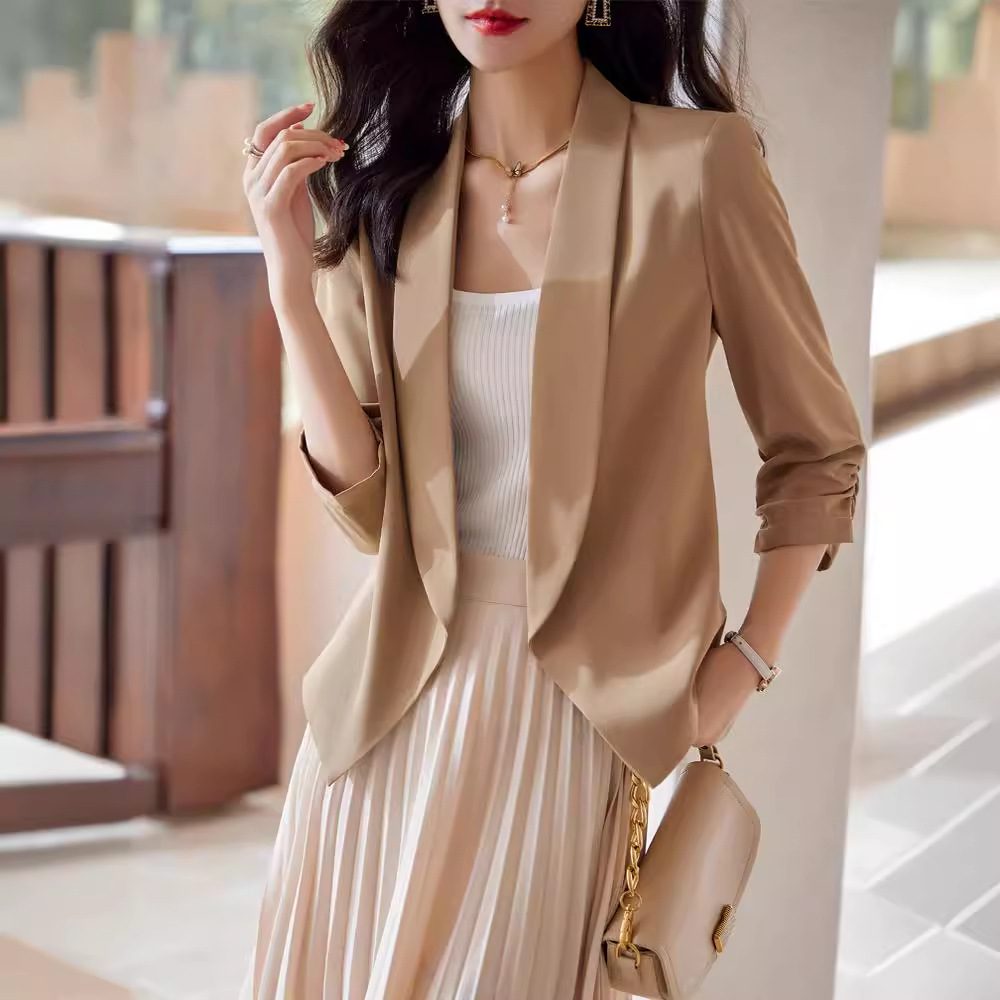 Thin white summer shiffon classic suit jacket