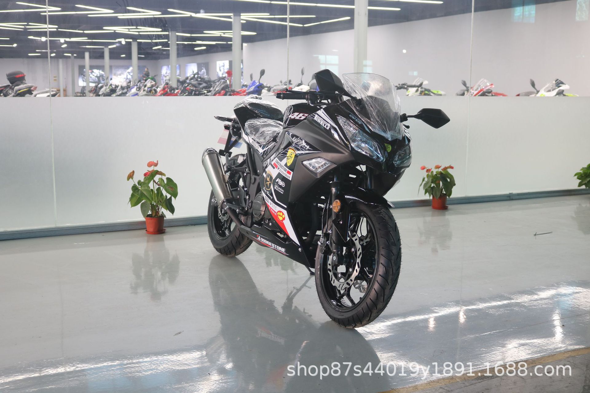 License-able motorcycle Kawasaki Ninja, twin-cylinder racing replica, Horizon sportbike, adult gasoline-powered sportbike, complete vehicle
