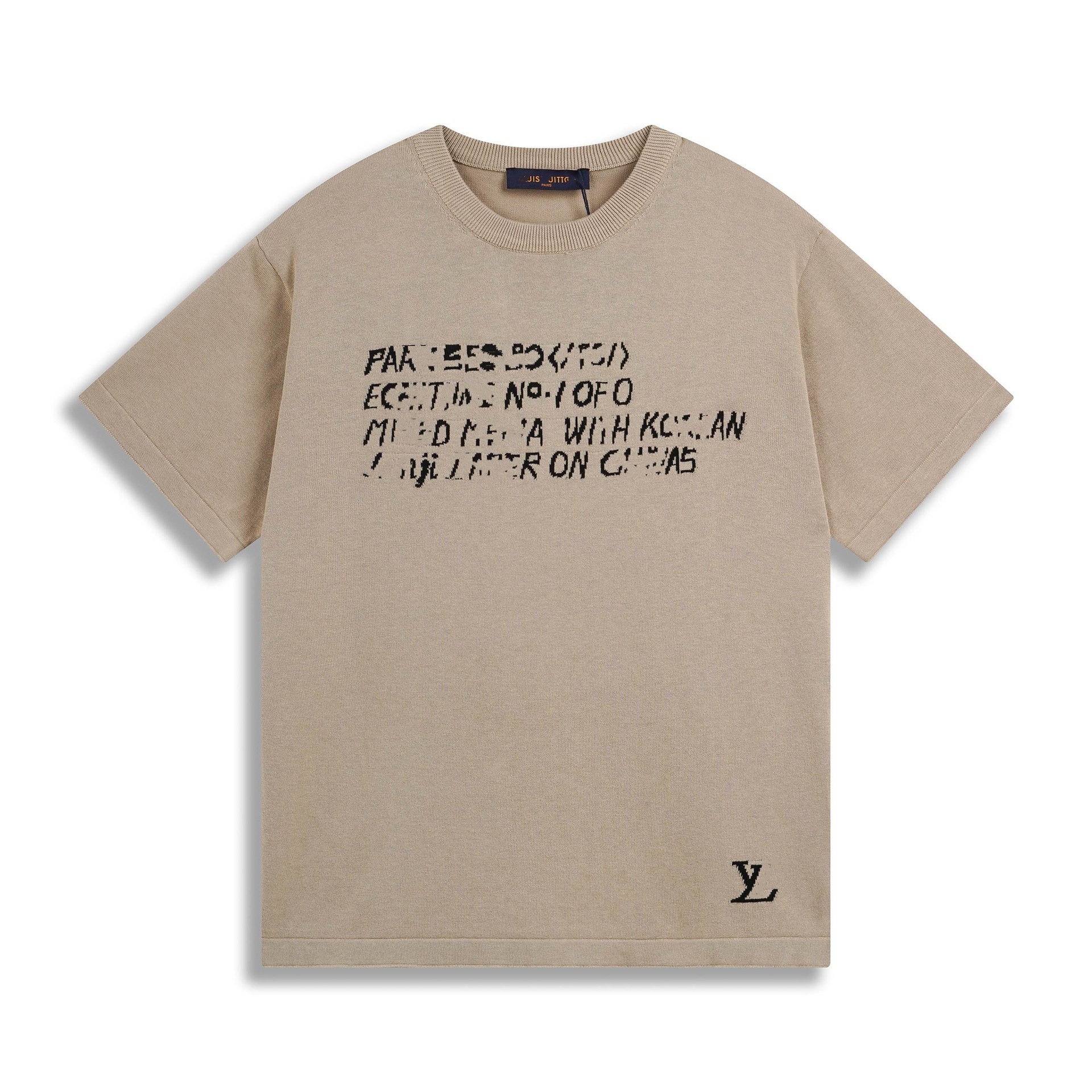 T-shirt de punto de alta versión de burro 2025 nuevo tablero de ajedrez letras jacquard casual suelta hombre y mujer mangas cortas