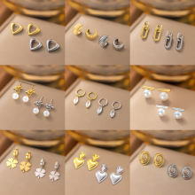 新款东莞钛钢耳环轻奢高级感小众镂空桃心珍珠爱心不锈钢珍珠耳钉