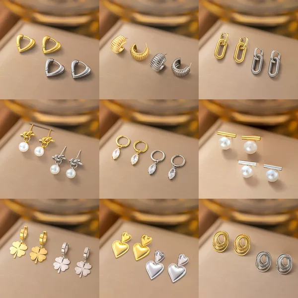 New Dongguan Titanium Steel Earrings Accessible Luxury High-End Niche Cut Out Peach Heart Pearl Heart Stainless Steel Pearl Earrings