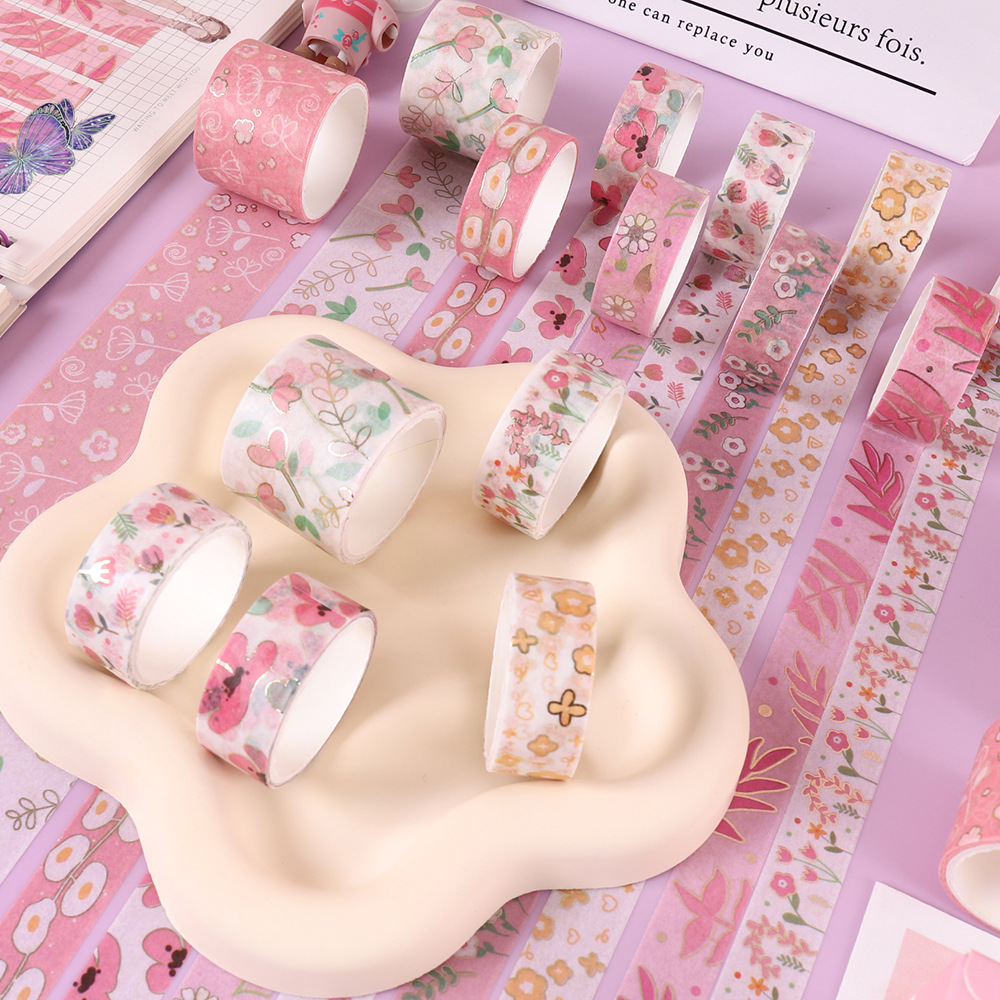 96g Weight Washi Tape Stationery Type 1 Set Quantity Learning Occasion Washi Material Ditsy Floral, Flower Pattern Cute, Pastoral Style Pink Color 1 Set Ditsy Floral Flower Learning Washi Cute Pastoral Washi Tape 5