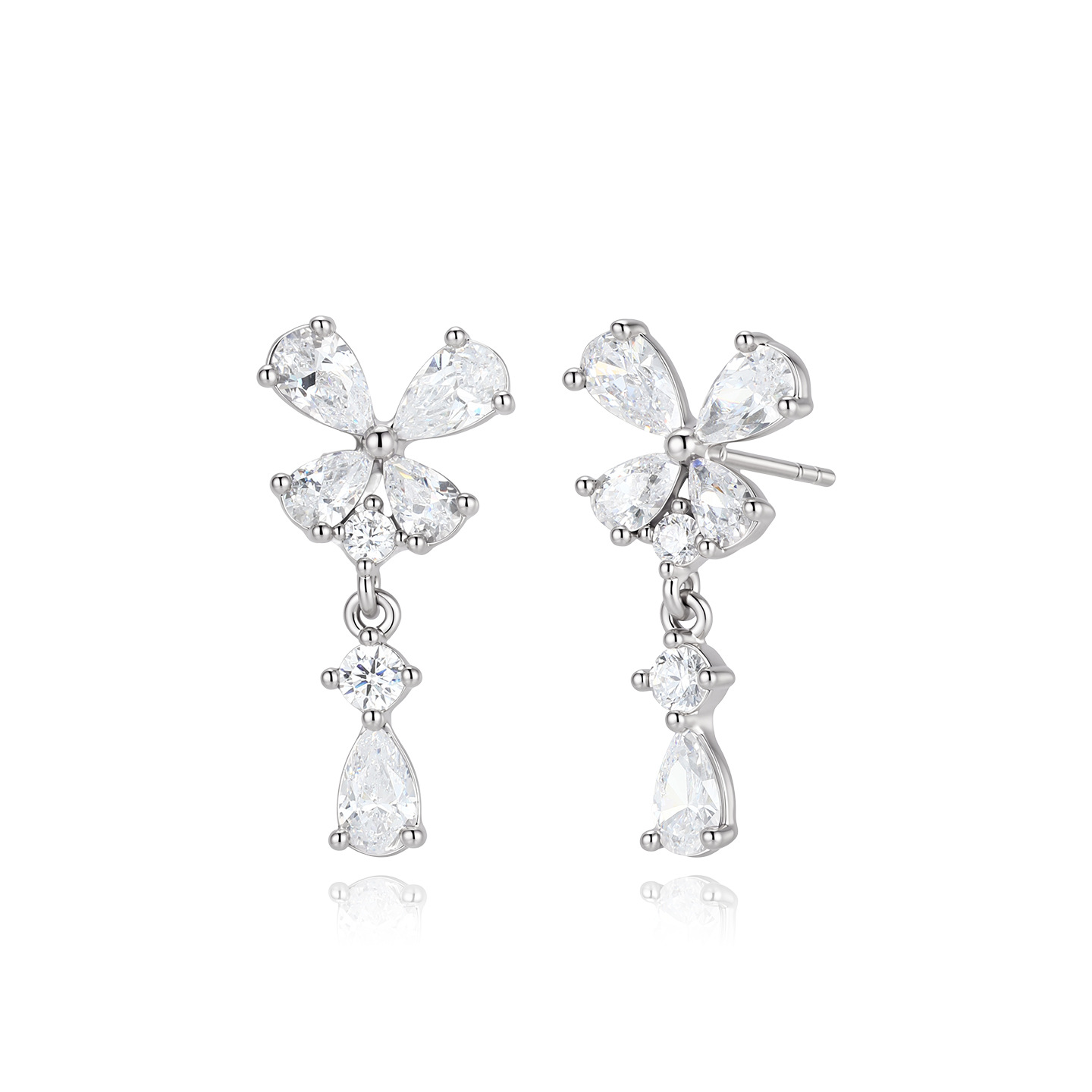 Xuping elegante temperamento largo goteo de agua aretes de brillo ligero de moda de aleación de cobre suave viento flor aretes al por mayor