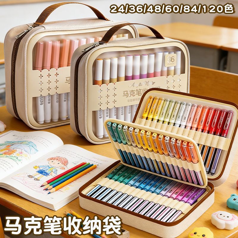 Portable Acrylic Marker Storage Bag with Detachable Inner Pages, Pen Case for Students, Professional Journaling Marker Storage