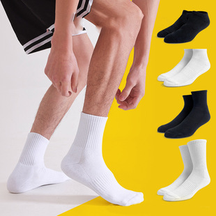 Thickened men's and women's towel bottom white socks sports socks terry waist pure white black running socks pure cotton basketball socks