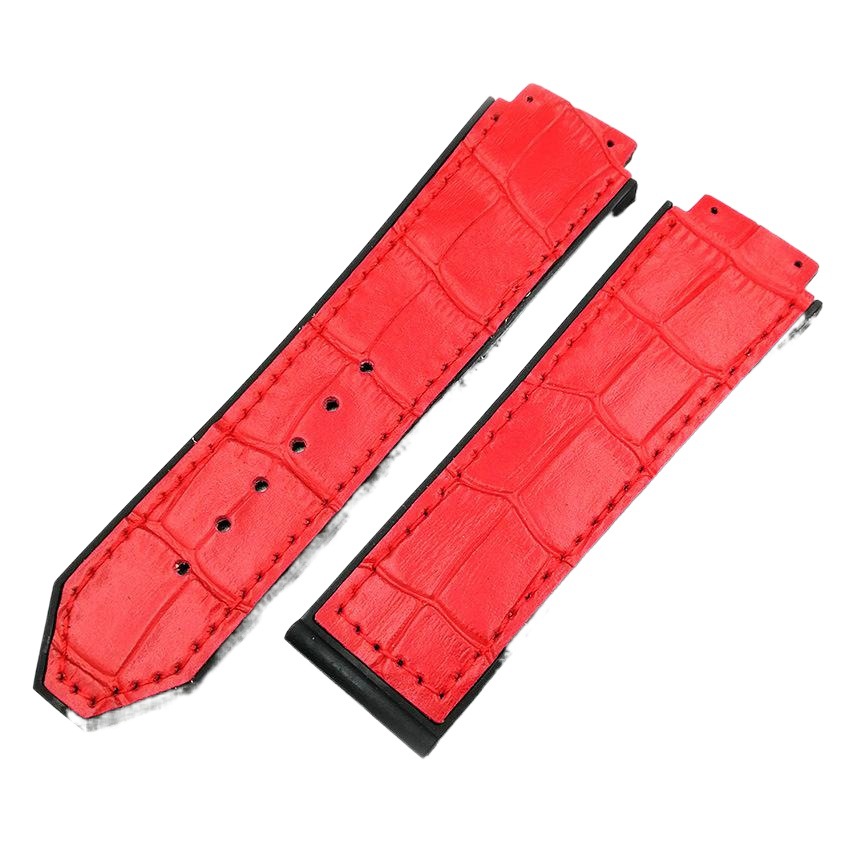 Accesorios de reloj sustituto hengbao chapa silicona patrón bambú 25x19 caucho Correa vaca para los hombres