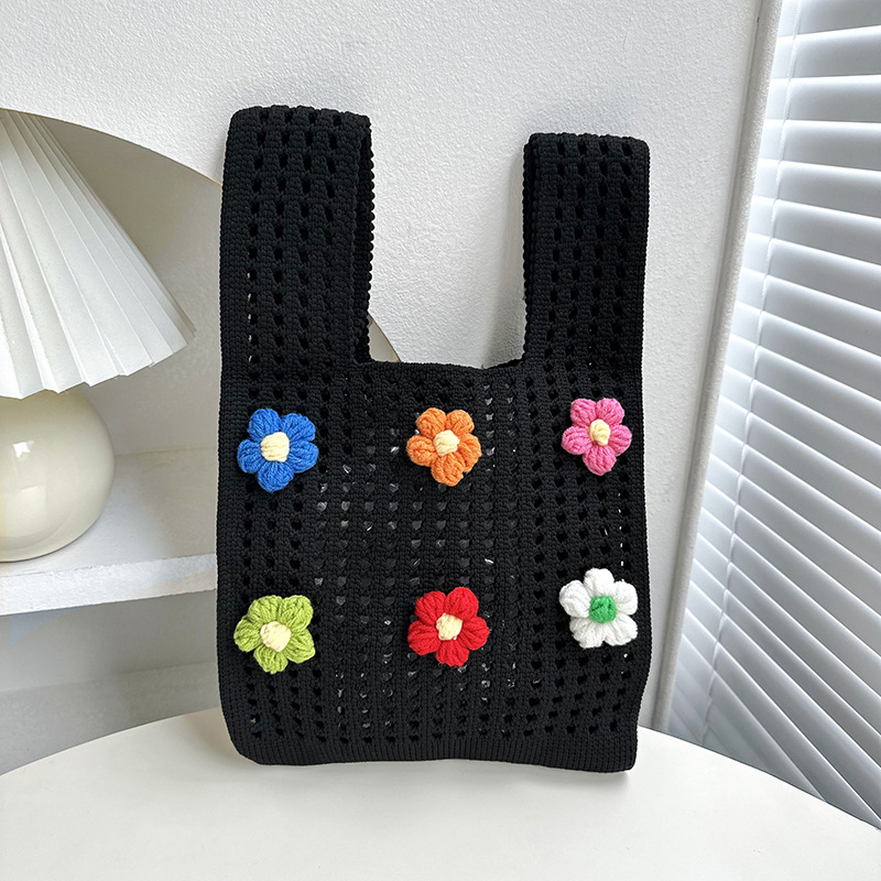 Nicho de diseño personalidad bolso ganchido para mujeres 2025 nuevo chaleco de flores bolso de jersey bolso de jersey versátil bolso