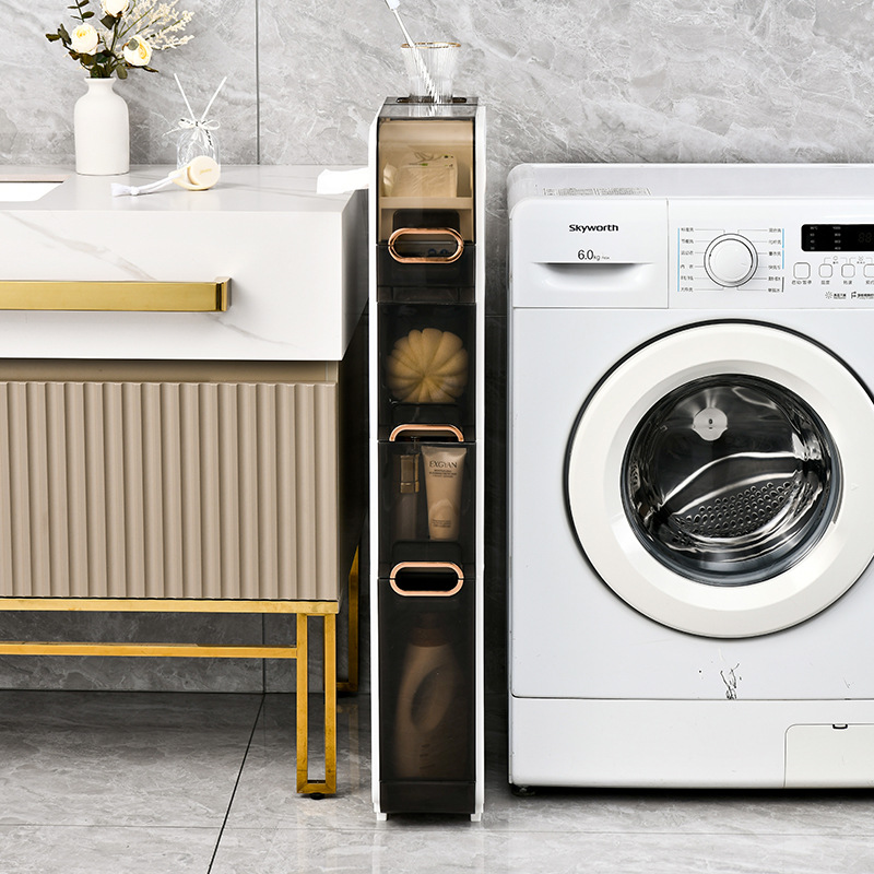 Luxury Bathroom Gap Cabinet Storage Shelf Storage Small Cart Tool-Free Toilet Bathroom Toilet Storage Cabinet Floor