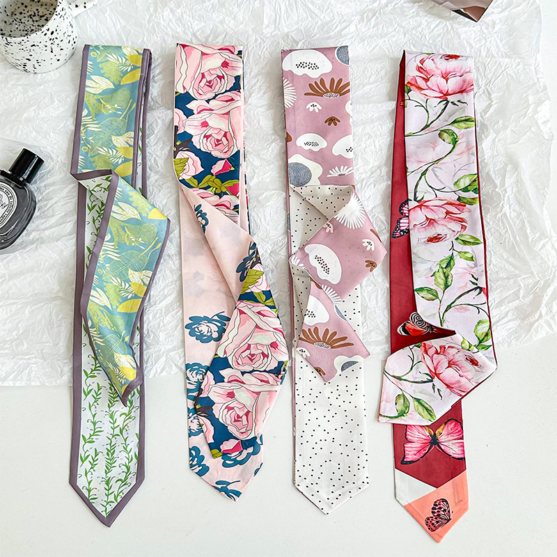 Bufanda de seda Sentido de alta calidad Nuevo estilo estilo nacional Cinturón para el cabello Bolso multifunción de flores con cinta decorativa Bufanda Cinturón de cintura