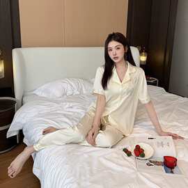 2026时尚轻奢风冰丝女高级感仙女风甜美舒适夏季家居服套装可外穿