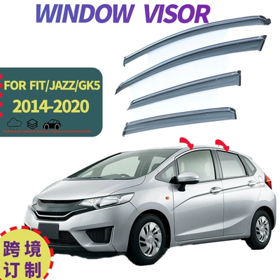 Suitable for Honda Fit hatchback window weather shield Fit/Jazz 2014-2020Window visors (Rain shield) - black-translucent-honda-fitjazz-2014-2020-acrylic-electroplated-bright-strip-suitable-for-batch