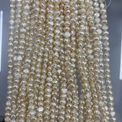 6~7mm 強光基本無瑕 橫孔 兩面光 巴洛克天然淡水珍珠diy手工配件