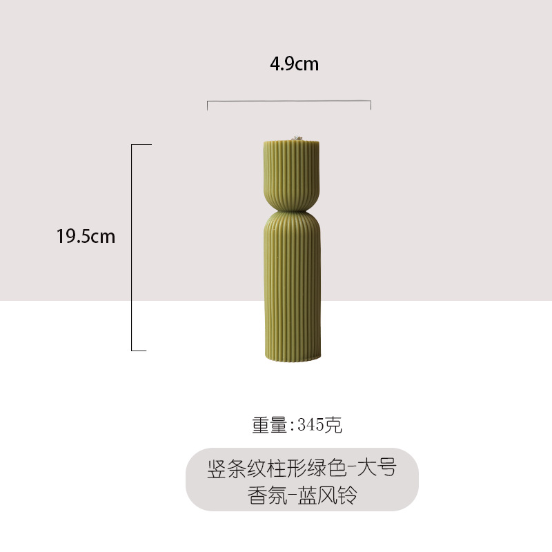 Exclusiva transfronteriza para velas de aromaterapia cilíndrica a rayas, adornos decorativos blancos y verdes, recuerdos, venta al por mayor, estilo caliente, hecho a mano