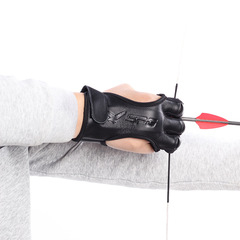 弓箭射箭三指手套 SPG反曲美獵鹿皮地中海護指廠家直供批發