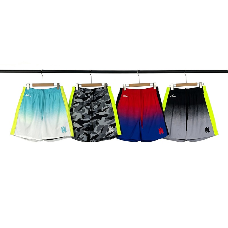 2026 Summer Amiri Vacation Beach Shorts Men's Casual Shorts 3D Printed Embroidered Side Stripe Contrast Color Pants 2026 Summer Amiri Vacation Beach Shorts Men's Casual Shorts 3D Printed Embroidered Side Stripe Contrast Color Pants